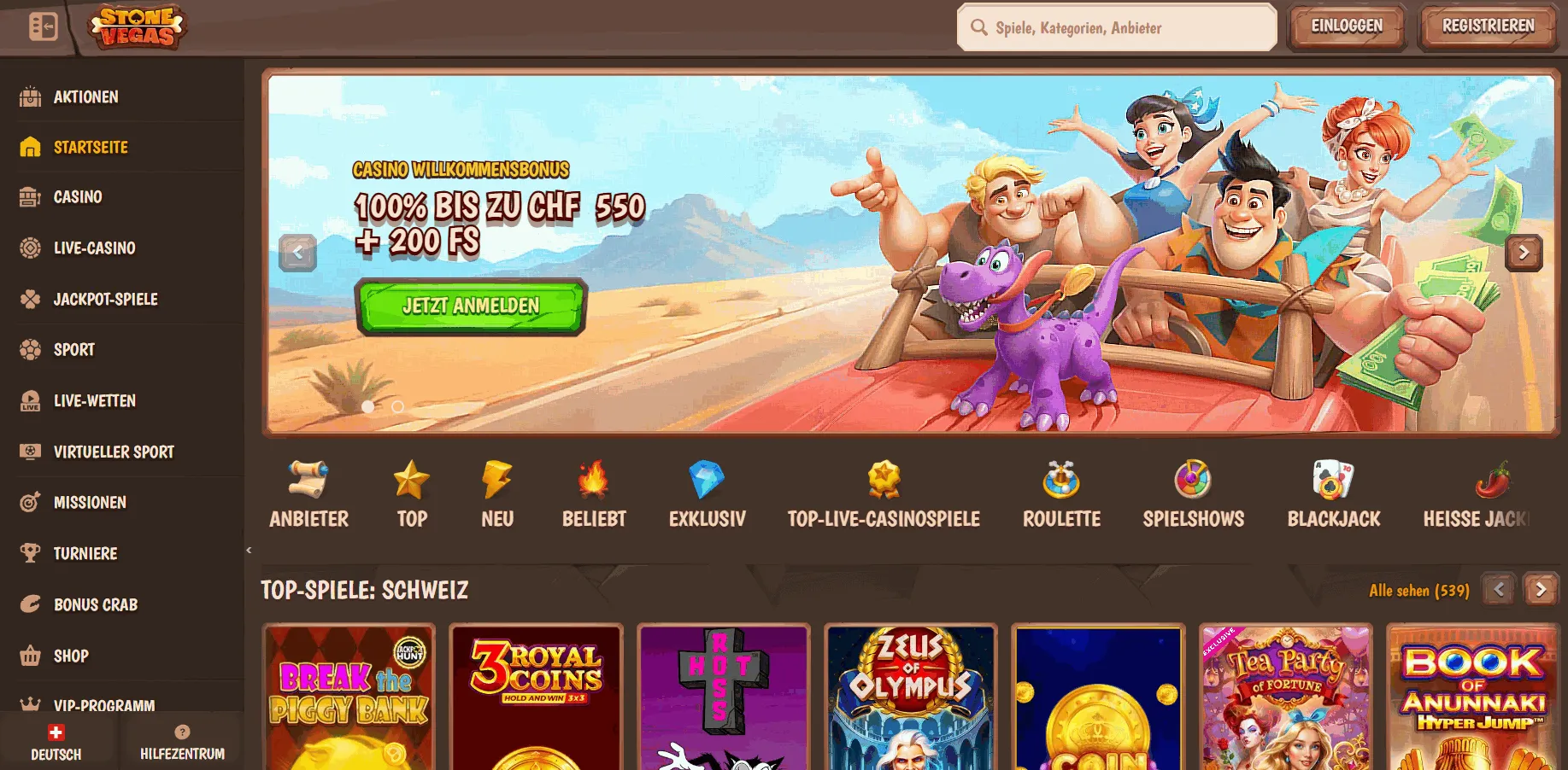 Stone Vegas ausländisches Online Casino
